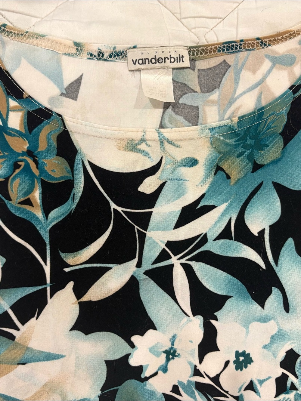 Gloria Vanderbilt Teal Black Floral Tank - Picture 5 of 5
